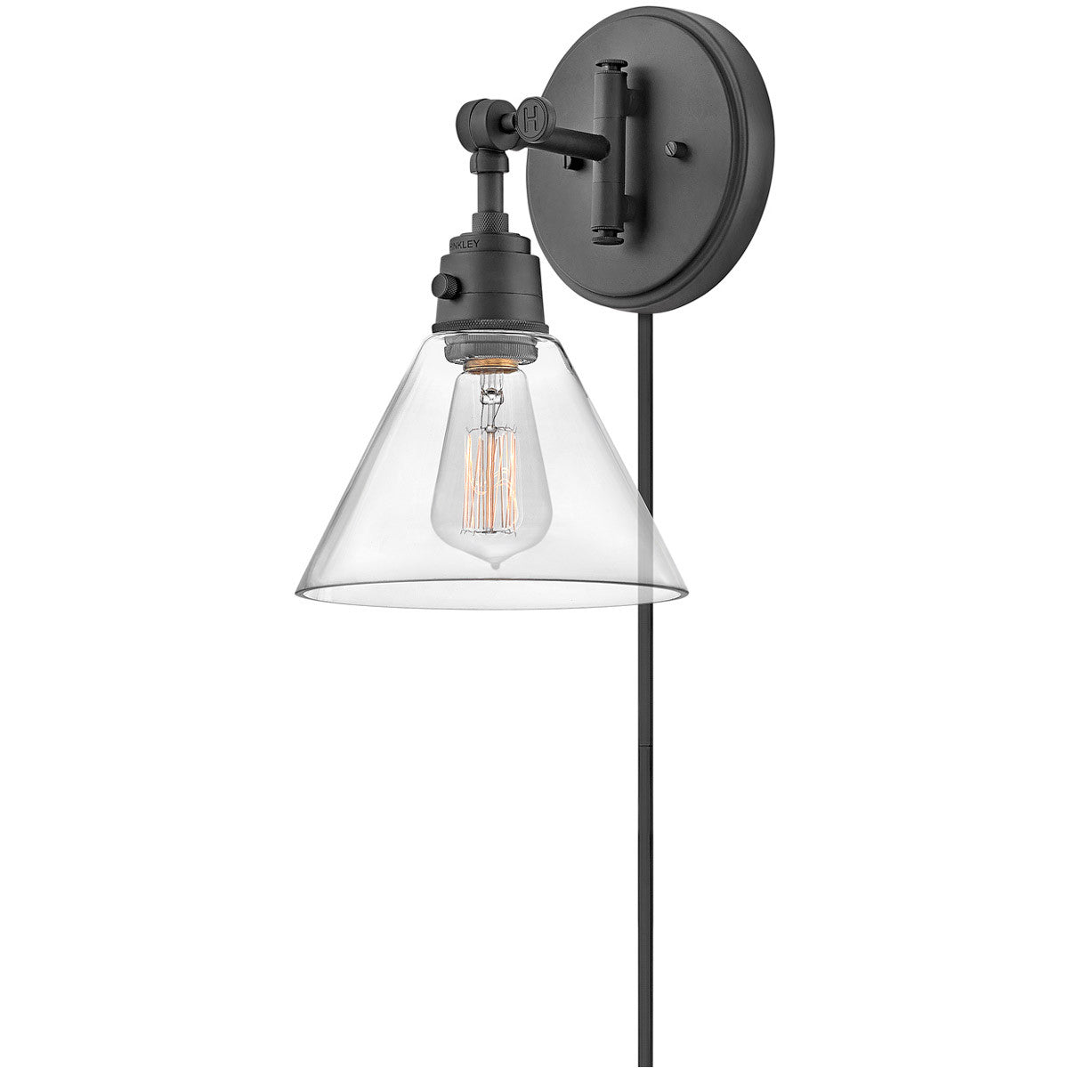 Hinkley Lighting Arti Small Single Light Sconce Black with Clear glass Clear Seedy Glass 3691BK-CL