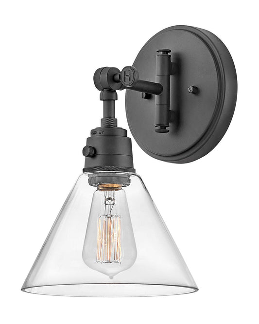 Hinkley Lighting Arti Small Single Light Sconce Black with Clear glass Clear Seedy Glass 3691BK-CL