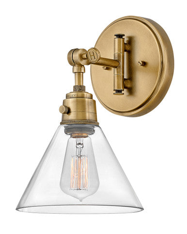 Hinkley Lighting Arti Small Single Light Sconce Heritage Brass with Clear glass Clear Seedy Glass 3691HB-CL