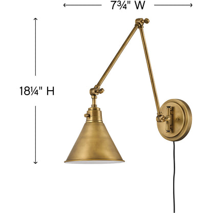 Hinkley Lighting Arti Medium Single Light Sconce Heritage Brass 3692HB