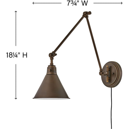 Hinkley Lighting Arti Medium Single Light Sconce Olde Bronze 3692OB