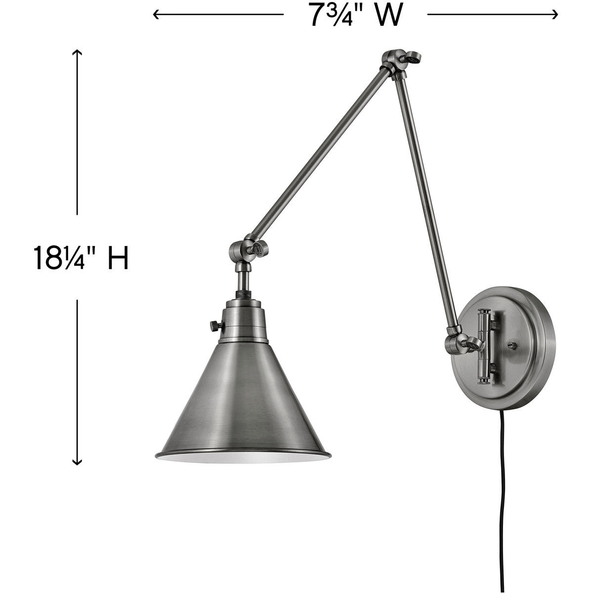 Hinkley Lighting Arti Medium Single Light Sconce Polished Antique Nickel 3692PL