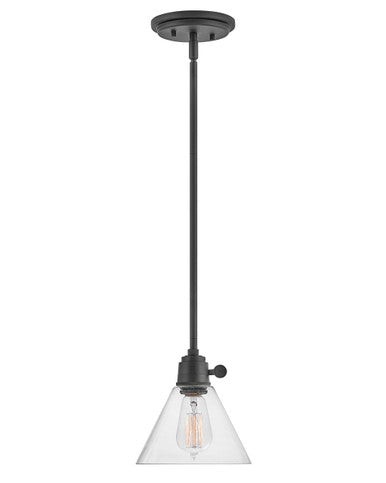 Hinkley Lighting Arti Small Pendant Black with Clear glass Clear Seedy Glass 3697BK-CL