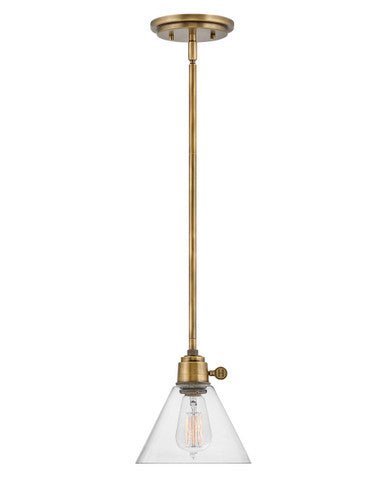 Hinkley Lighting Arti Small Pendant Heritage Brass with Clear glass Clear Seedy Glass 3697HB-CL