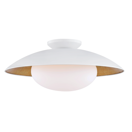 Mitzi 1 Light Semi Flush in White Lustro/Gold Leaf Combo H368601L-WH/GL