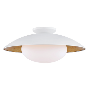 Mitzi 1 Light Semi Flush in White Lustro/Gold Leaf Combo H368601L-WH/GL