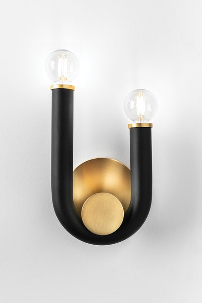 Mitzi 2 Light Wall Sconce in Aged Brass/Black H382102-AGB/BK