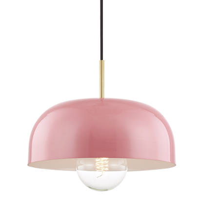 Mitzi 1 Light Pendant in Aged Brass/Pink H199701L-AGB/PK