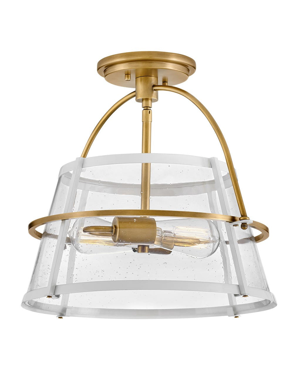 Hinkley Lighting Tournon Medium Semi-Flush Mount in Heritage Brass with Polished White Accents 38111HB-PT