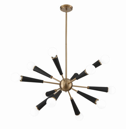 Crystorama Zodiac 12 Light Aged Brass Chandelier 3812-AG