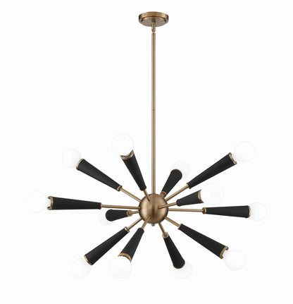 Crystorama Zodiac 12 Light Aged Brass Chandelier 3812-AG