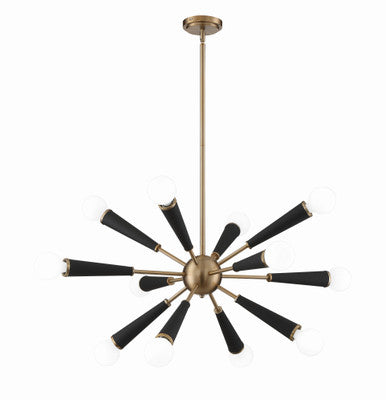 Crystorama Zodiac 12 Light Aged Brass Chandelier 3812-AG