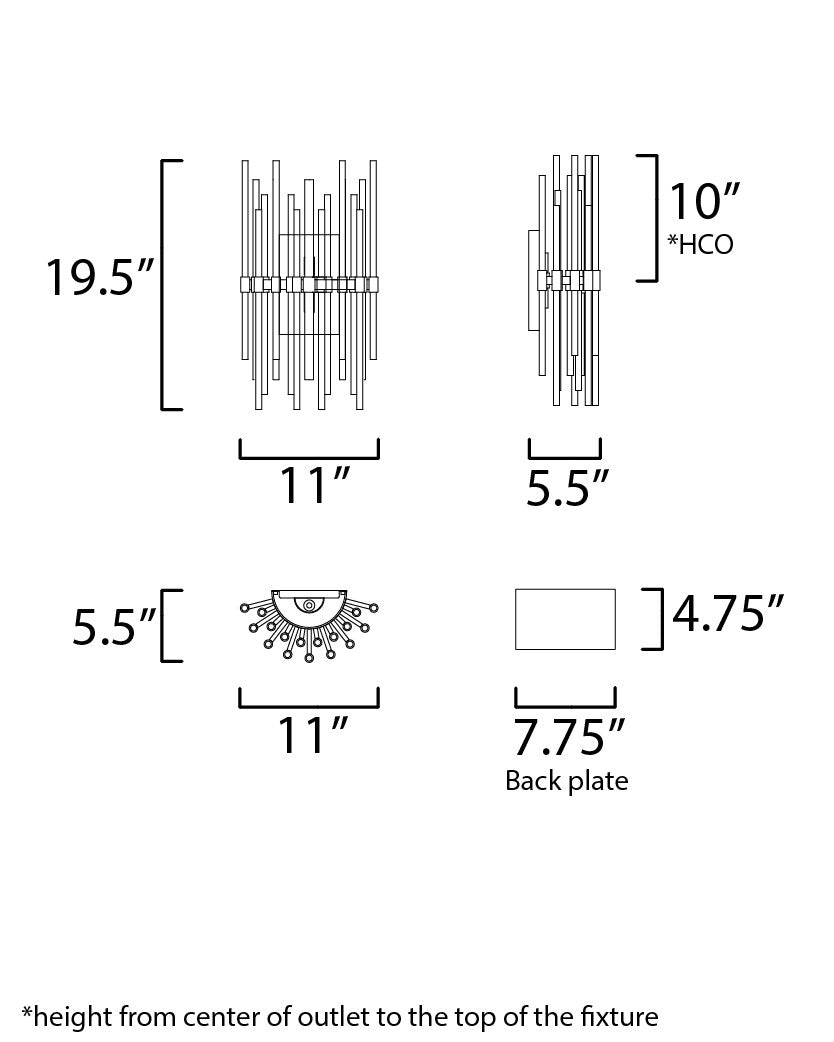 Maxim Divine 2-Light Wall Sconce in Heritage 38409CLHR