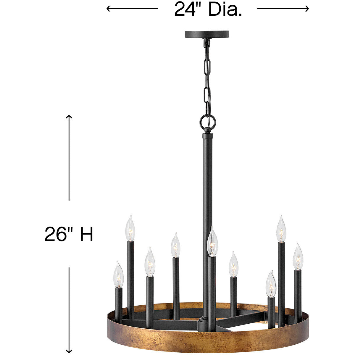 Hinkley Lighting Wells Medium Single Tier Weathered Brass 3866WA