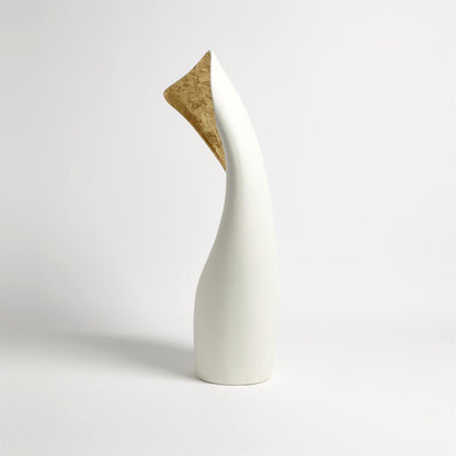 Global Views Cowl Lamp in White with Gold Leaf in Sm 3.31544