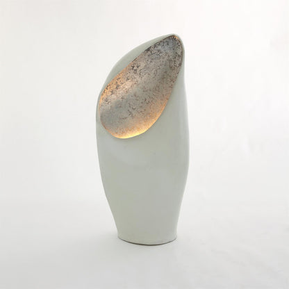 Global Views Cowl Lamp White with Silver Leaf Lg 3.31545