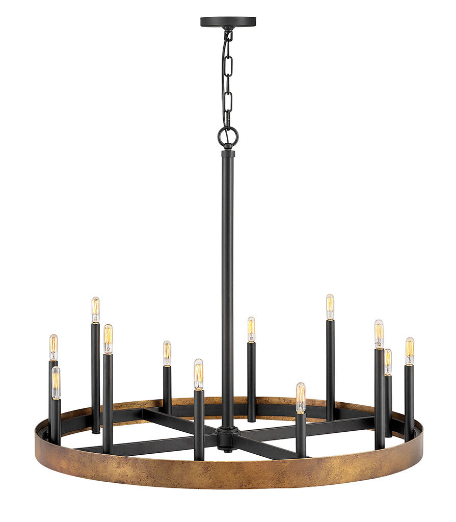 Hinkley Lighting Wells Large Single Tier Weathered Brass 3869WA