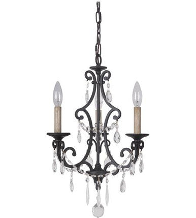 Craftmade 3 Light Chandelier in Matte Black 38923-MBK