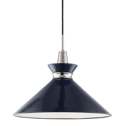 Mitzi 1 Light Pendant in Polished Nickel/Navy H251701L-PN/NVY