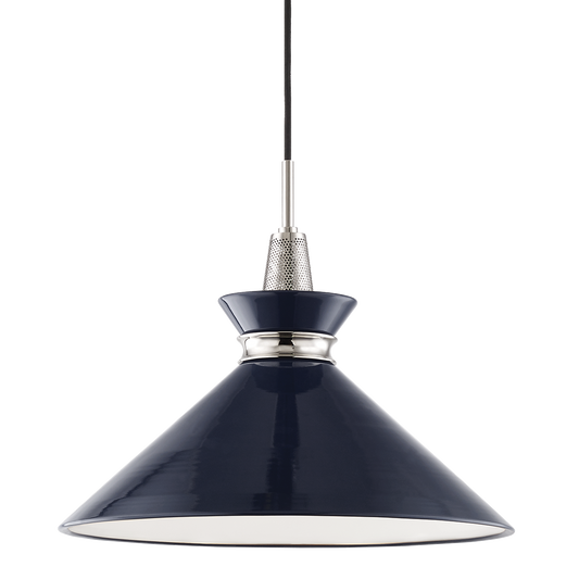 Mitzi 1 Light Pendant in Polished Nickel/Navy H251701L-PN/NVY