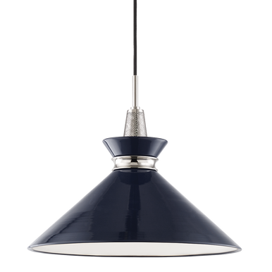 Mitzi 1 Light Pendant in Polished Nickel/Navy H251701L-PN/NVY