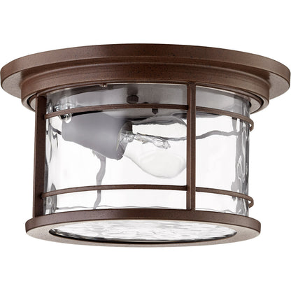 Quorum Larson Ceiling Mount in Oiled Bronze with Clear Hammered Glass 3916-11186