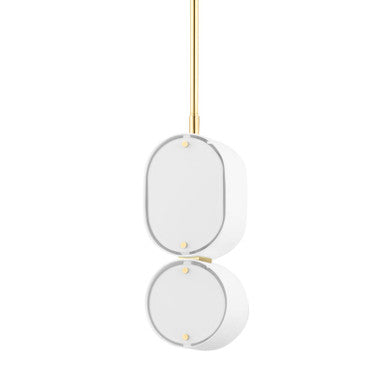 Corbett Lighting Opal Pendant in Soft White/Vintage Brass 393-02-SWH/VB