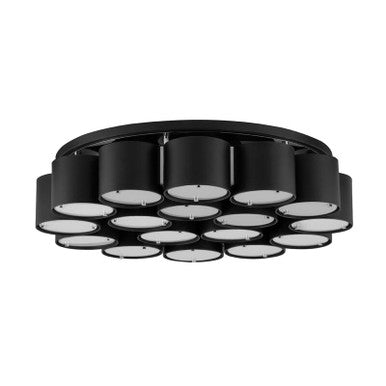 Corbett Lighting Opal Flush Mount in Soft Black With Stainless Steel 393-26-SBK/SS