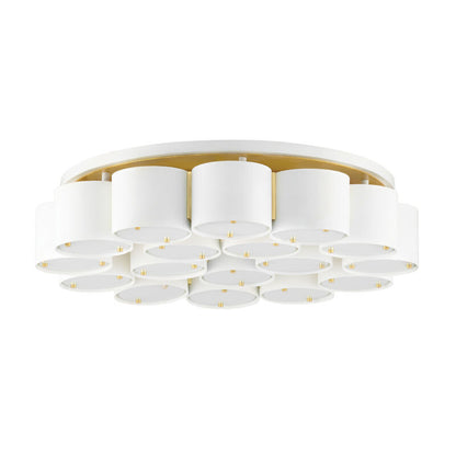 Corbett Lighting Opal Flush Mount in Soft White/Vintage Brass 393-26-SWH/VB