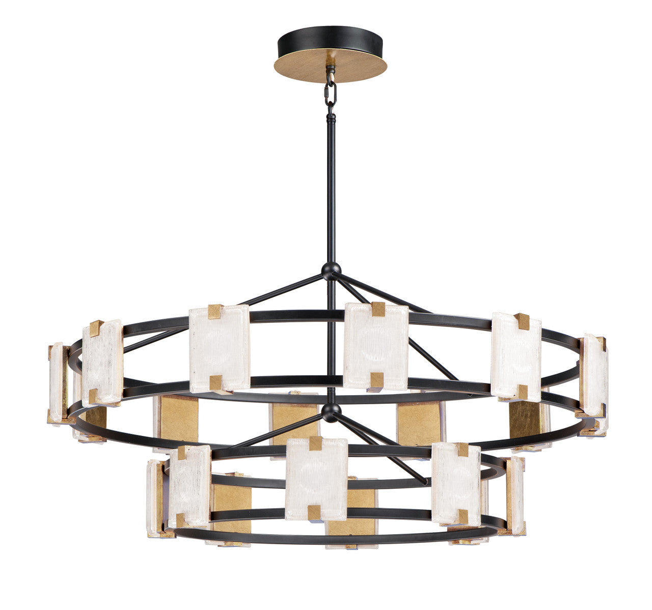 Maxim Radiant 20-Light LED Chandelier in Black / Gold Leaf 39538CYBKGL