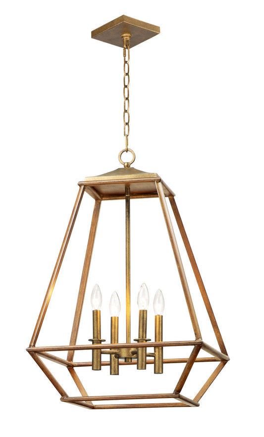 Maxim Woodland 4-Light Foyer Pendant in Hazel / Burnished Gold 39543HZBRG