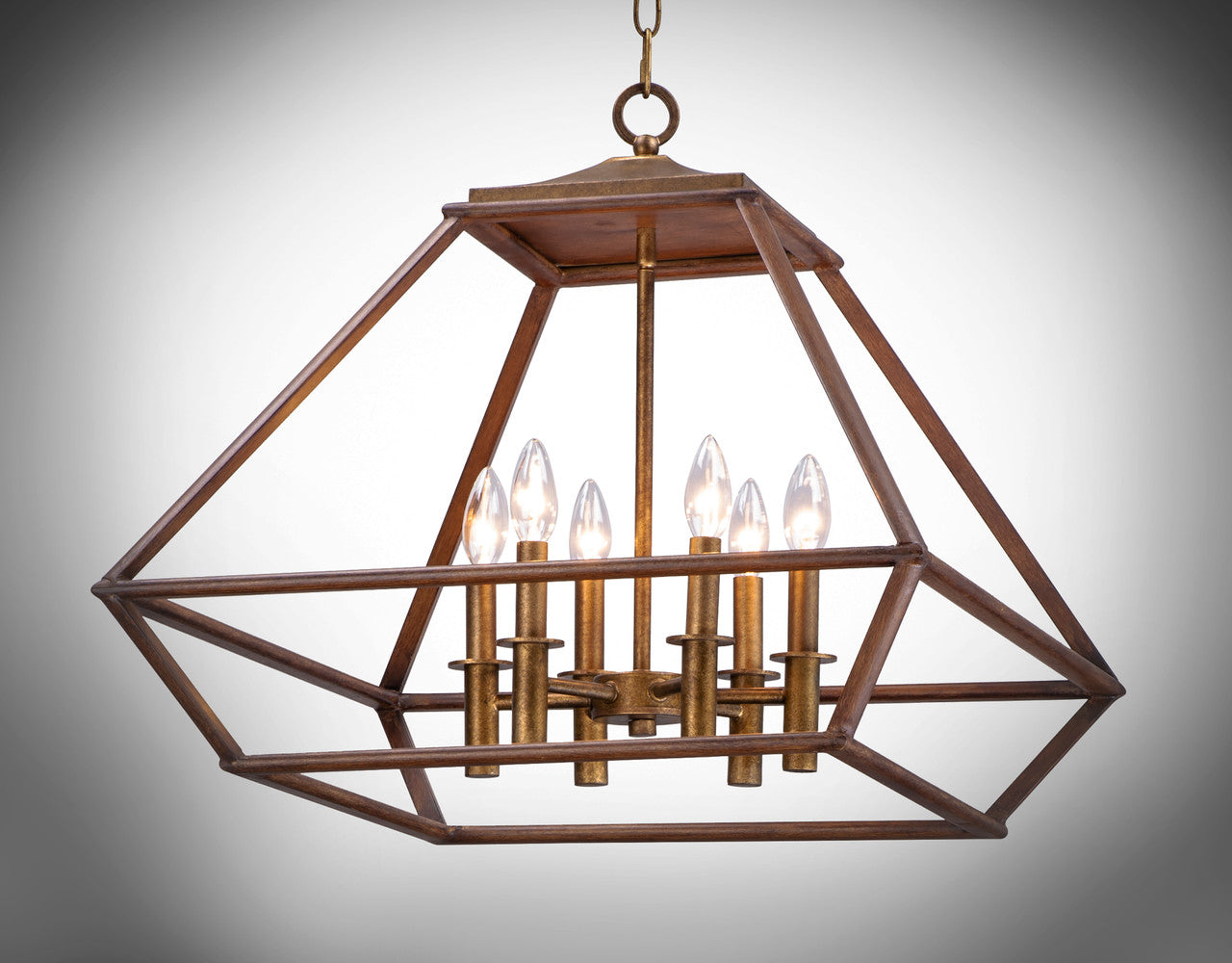 Maxim Woodland 6-Light Chandelier in Hazel / Burnished Gold 39545HZBRG