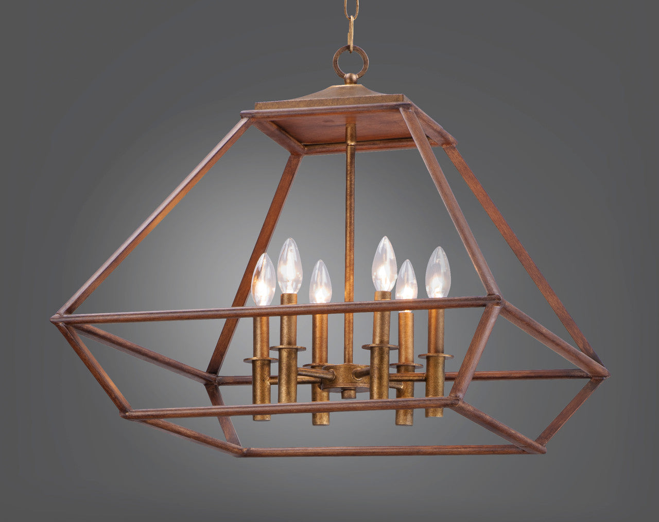 Maxim Woodland 6-Light Chandelier in Hazel / Burnished Gold 39545HZBRG