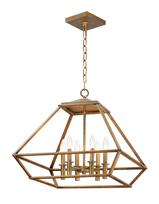 Maxim Woodland 6-Light Chandelier in Hazel / Burnished Gold 39545HZBRG