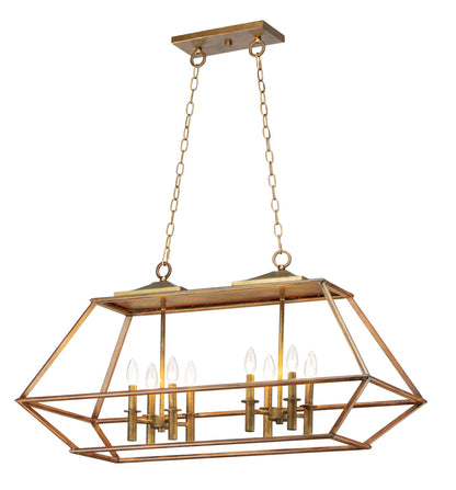 Maxim Woodland 8-Light Linear Pendant in Hazel / Burnished Gold 39547HZBRG