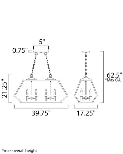 Maxim Woodland 8-Light Linear Pendant in Hazel / Burnished Gold 39547HZBRG