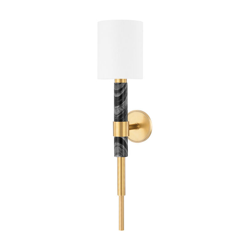 Corbett Lighting Solstice Wall Sconce in Vintage Brass & Black Marble 396-01-VB/BM