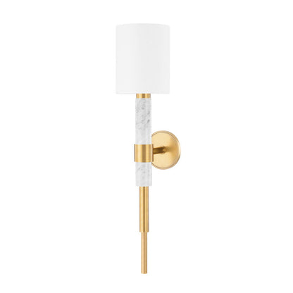 Corbett Lighting Solstice Wall Sconce in Vintage Brass & White Marble 396-01-VB/WM