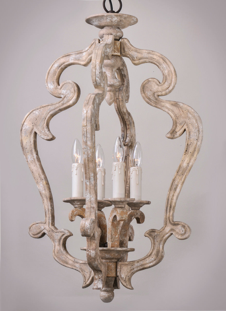 Maxim Olde World 4-Light Chandelier in Senora Wood 39603SW