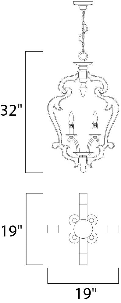 Maxim Olde World 4-Light Chandelier in Senora Wood 39603SW