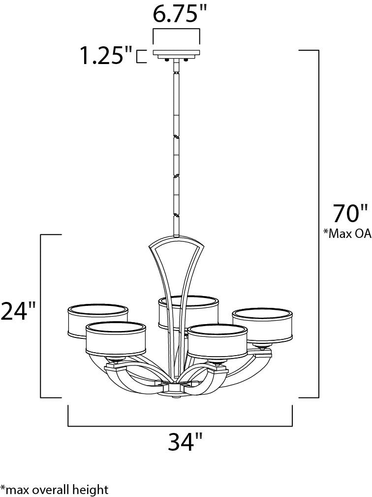 Maxim Metro 5-Light Chandelier in Polished Chrome 39825BCWTPC