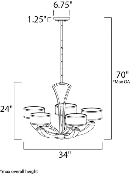 Maxim Metro 5-Light Chandelier in Polished Chrome 39825BCWTPC