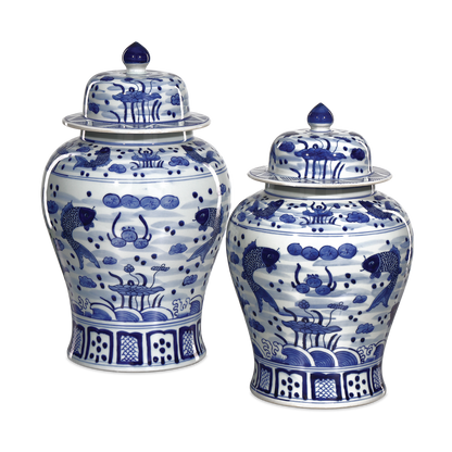 Currey & Co. South Sea Blue & White Medium Temple Jar 1200-0839