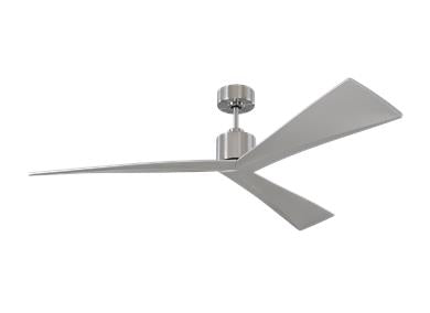 Visual Comfort Fan Adler 60" Ceiling Fan - Brushed Steel, Handheld Remote, 6-speed, Reverse, indoor/outdoor 3ADR60BS