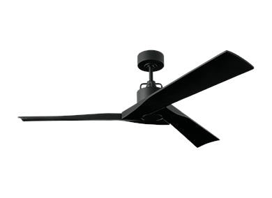 Visual Comfort Fan Alma 52" Ceiling Fan - Midnight Black, Handheld Remote, 6-speed, Reverse and Dimmer, indoor/outdoor 3ALMSM52MBK