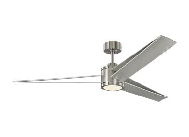 Visual Comfort Fan Armstrong 60" LED Ceiling Fan - Brushed Steel, Handheld Remote, 6-speed, Reverse and Dimmer, indoor/outdoor 3AMR60BSD