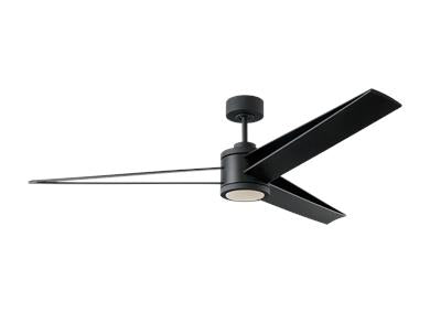 Visual Comfort Fan Armstrong 60" LED Ceiling Fan - Midnight Black, Handheld Remote, 6-speed, Reverse and Dimmer, indoor/outdoor 3AMR60MBKD