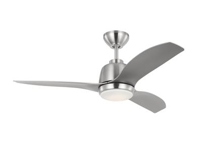 Visual Comfort Fan Avila 44 LED - Brushed Steel - Brushed Steel, Handheld Remote, 4-speed, Dimmer and Manual Reverse, indoor/outdoor 3AVLR44BSD