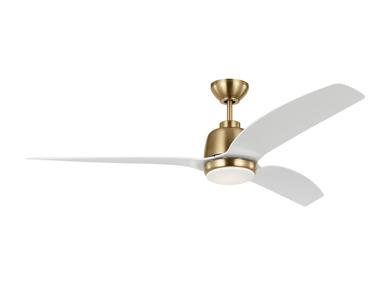 Visual Comfort Fan Avila 60 LED - Satin Brass - Satin Brass, Handheld Remote, 6-speed, Reverse and Dimmer, indoor/outdoor 3AVLR60SBD