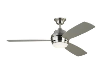 Visual Comfort Fan Ikon 52" LED Ceiling Fan - Brushed Steel, Handheld Remote, 6-speed, Reverse and Dimmer, indoor/outdoor 3IKDR52BSD